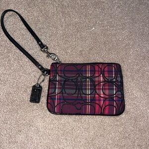 Coach Signature Purple Plaid Tartan Clutch Wallet Pre-owned- Small